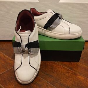 Kate Spade White Sneakers with Black and Gray Bow
